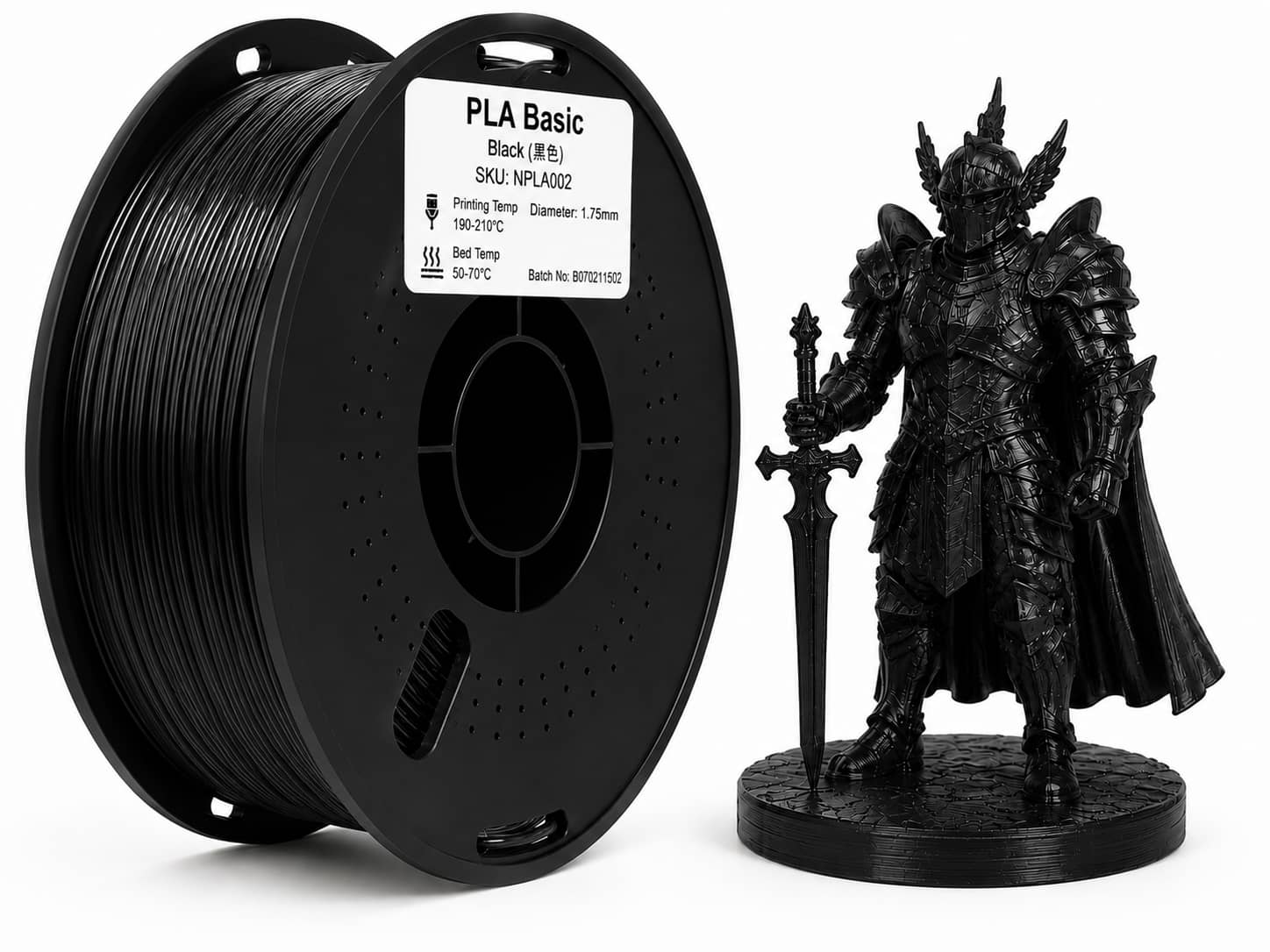 فلمنت pla اسود 1.75mm وزن 1 كجم فلمنت pla اسود 1.75mm وزن 1 كجم