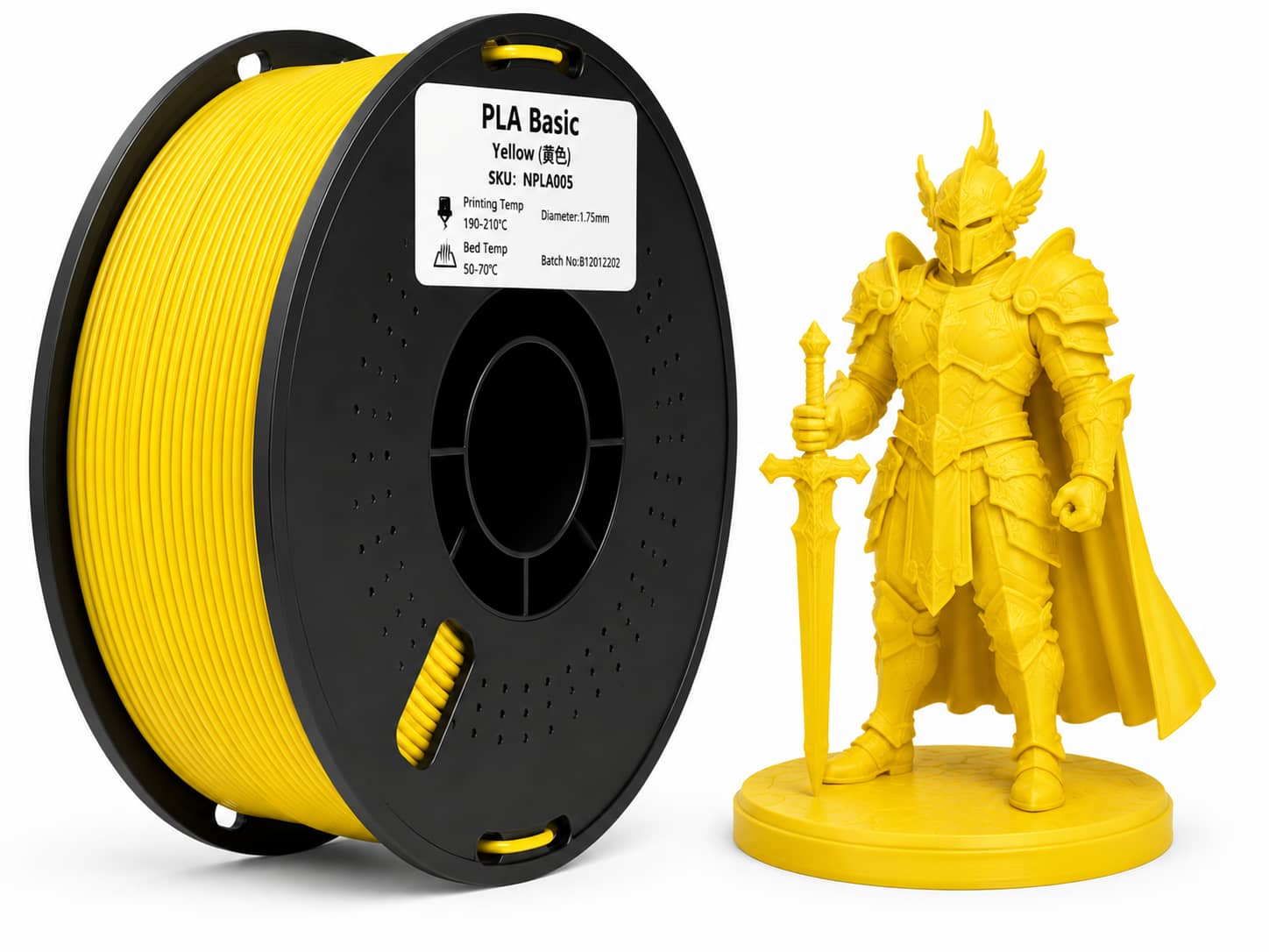 فلمنت pla اصفر 1.75mm وزن 1 كجم فلمنت pla اصفر 1.75mm وزن 1 كجم